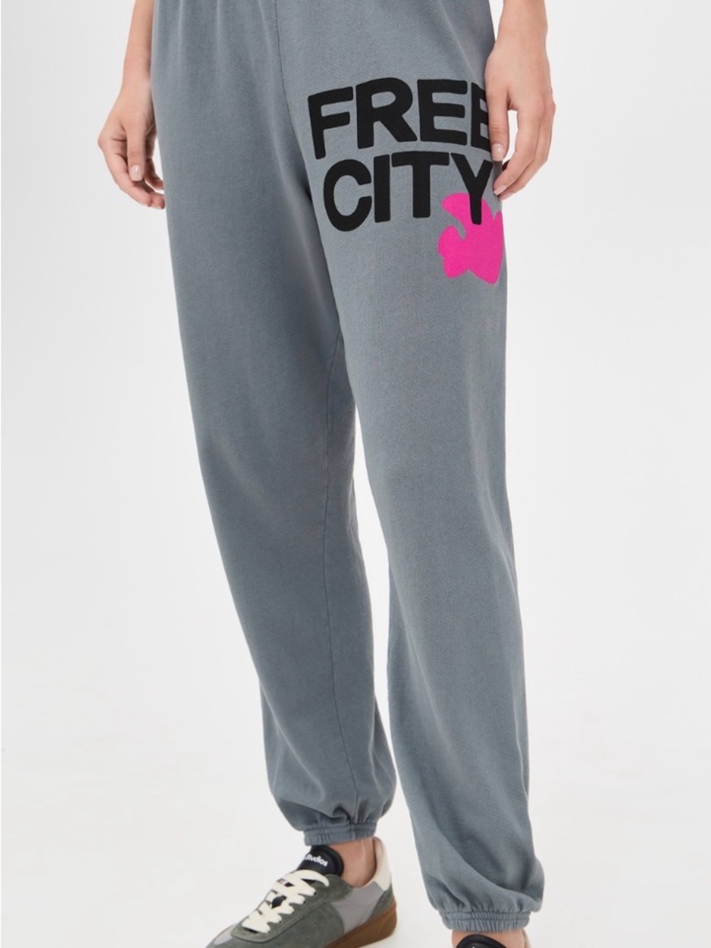 freecity women’s  Gray Sweatpants with Pink Accent